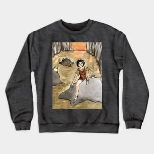 Goblincore Girl: Froggy Sunset Swamp Scene Crewneck Sweatshirt